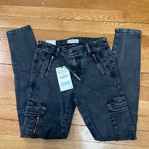 NWT Zara cargo faded black soft skinny jeans size 34 0 2